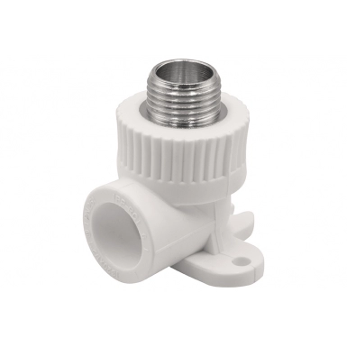 Corner combined external thread with fastening 20х1/2 EVER PLAST /white