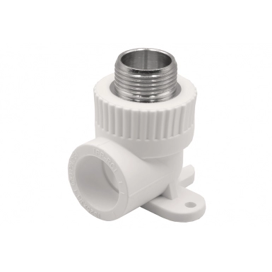 Corner combined external thread with fastening 25х3/4 EVER PLAST /white